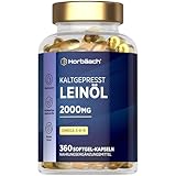 Leinöl Kapseln 2000mg | Omega 3 6 9 | 1000mg pro Kapseln | 6 Monate Vorrat -...