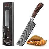 Wakoli EDIB Nakiri Damastmesser 17,5 cm Klinge aus 67 Lagen Damaststahl mit...