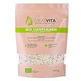 GreatVita Bio Hanfsamen, geschält, 1 kg | DE-Öko-037, reich an Proteinen,...