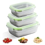 PORFOYO Stahl-Bento-Boxen 3er Set, Frischhaltedosen Aus Edelstahl, Lunchbox...