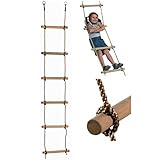 Loggyland Spielzeug-Strickleiter 6 Sprossen schwer Turngerät Holz ca. 210cm