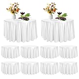 CEWROM Runde Tischdecke 213 cm, Abwaschbar Weiße Polyester Tischdecke, Leicht...