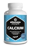 Calcium Tabletten hochdosiert vegan, 180 Tabletten für 3 Monate, 800 mg...