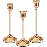 ANVINKU 3 Stück Roségold kerzenständer, Messing Metall Stabkerzenhalter,...