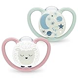 NUK Space Night Babyschnuller | 0−6 Monate | Im Dunkeln leuchtende Schnuller...
