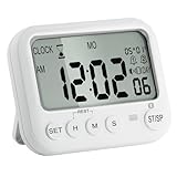 VEHHE Digitaler Timer mit Countdown & Stoppuhr – Eieruhr mit großem LCD, Vibration, Lautlosem Modus, 2 Alarmen und Magnet –Küchentimer für Küche, Home-Office, Sport & Kinder