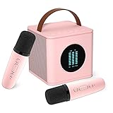 BONAOK Karaoke Maschine Kinder, Bluetooth Karaoke Anlage mit 2 Mikrofonen Kinder...