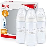 NUK First Choice+ Babyflaschen Starter Set | 0–6 Monate | 3 x Babyflasche mit...