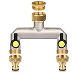 ilauke 2-Wege Wasserhahn Wasserverteiler, Verteiler Wasser 3/4 Zoll Messing...