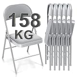 BULAGE Klappstuhl 6er Set Klappstühle Gepolstert, Metall Stapelstühle bis 158...