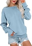 VIGVAN Damen Sweatshirt Pullover Elegant Basic Langarmshirt Rundhals Baumwolle...