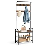 VASAGLE Garderobenständer, Garderobe, mit Schuhbank, 4-in-1 Design, 9...