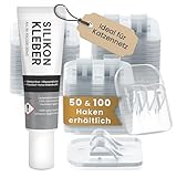 VAYPET® 50 Klebehaken transparent & Silikonkleber [30ml] zur Befestigung vom...
