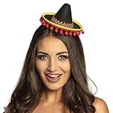 Boland 54423 - Haarreif Sombrero, Kopfschmuck, Hut, Minihut mit Pompons, Mexiko,...