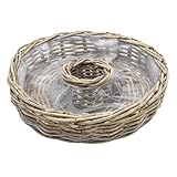 Rattan Blumenschale natur mit Folie für Außen - 40 cm - Holz Pflanzring zum...