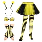 TYXHXTF 7PCS Bienenkostüm Erwachsene, Bienenkostüm Damen mit Antenne Stirnband...
