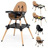 COSTWAY 6 in 1 Hochstuhl Baby, Kinderhochstuhl umwandelbar mit Bausteintisch,...