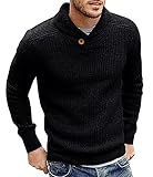 Runcati Herren Pullover Schalkragen Strickpullover Leichte Feinstrick Sweater...