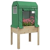 Outsunny Hochbeet aus Holz, Erhöhtes Frühbeet mit Gewächshaus, Pflanzkasten,...