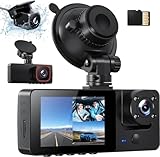 Bestsee 1080P Dashcam Auto Vorne Hinten und Innen mit 64GB SD-Karte, Autokamera...