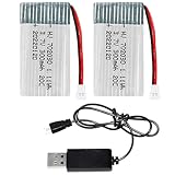 SKIKHN 2 Stück 3.7V Lipo-Akku, 3.7V 300mAh LiPo Akku, Wiederaufladbarer...