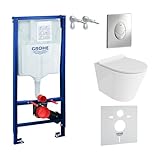 GROHE Wand WC ohne Spülrand + WC Sitz mit Absenkautomatik + Vorwandelement...
