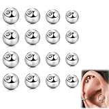 NOPKESV 16stk Piercing Kugeln 1,6mm Silber Ersatzkugel Schraubkugel,Kugel für...
