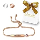 TMT Personalisiertes Geburtsstein Armband mit Gravur | Silber Rose-gold | mit...