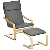 HOMCOM Relaxsessel mit Hocker Sessel Loungesessel mit Leinenoptik, Modern...