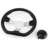 Aqxreight Hochwertiges Lenkrad, 270 mm, Schwarz, Universell für Go-Kart Racing...