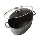 Stoneline Gourmet Bräter, oval, 38,8 x 26,3 cm, 8 L, mit Aroma-Glasdeckel zur...