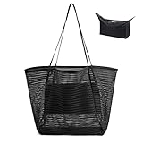 flintronic Mesh Strandtasche Groß mit Reißverschluss Innentasche, 45 * 35 * 16...