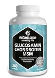 VITAL-Komplex mit Glucosamin, Chondroitin, MSM, hochdosiert, 240 Kapseln für 2...