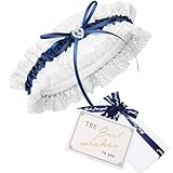 HEYOMI Premium Braut Strumpfband in Blau für Hochzeit, Band verziert mit...