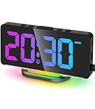 Goxiry Wecker Digital, 7-Zoll-LED-wecker, 10 Farben LED Digitalanzeige,Snooze,...