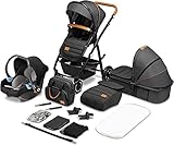 LIONELO Amber Kinderwagen 3 in 1 Kombikinderwagen Set sportlicher Sitz fester...