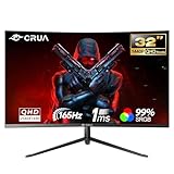 CRUA 32 Zoll Curved Gaming Monitor, QHD (2560 * 1440P) 2K 144HZ 1800R 99% sRGB...