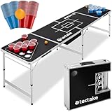 tectake® Bierpong Tisch, inkl. 100 Becher (50 rot & 50 blau) und 6 Bälle, mit...