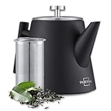SILBERTHAL Thermo Teekanne mit Siebeinsatz (1L) Schwarz - Doppelwandig aus...