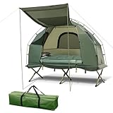 GOPLUS Feldbett mit Zelt für 1 Personen, 5 in 1 Campingzelt wasserdicht mit...