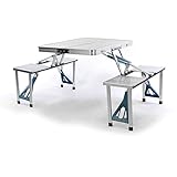 Nexos Sitzgruppe Camping Aluminium Tisch 4 Hocker Stuhl Party klappbar...