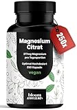 Magnesiumcitrat Kapseln hochdosiert – 250 Kapseln mit 377 mg Magnesium pro...