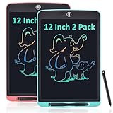 LCD Schreibtafel Kinder 12 Zoll Set,mit Schutzhülle, Elektronisches Grafiktablett Tragbares Zeichentablett für Kinder und Erwachsene, Schreibtafel für Zuhause, Schule und Büro (Rot + Blau)