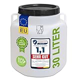 plasteo® 30 Liter Weithalsfass Natur Eckig mit Deckel und Henkeln,...