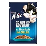 FELIX So gut wie es aussieht Katzenfutter nass in Gelee, mit Thunfisch, 26er...