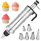 HAPPOW Tortenspritze, Garnierspritze Edelstahl mit 6 Tüllen, Gebäckspritze,...