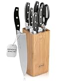 RÖSLE CUISINE Bürsten Messerblock, 7-tlg. Set: Bambusholzblock mit 5 scharfen...