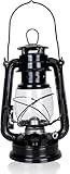 Stalllaterne: Nostalgische Petroleum-Sturmlaterne mit Glaskolben, Black 24 cm...