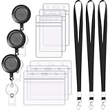 Ausweishülle mit Band Set, 6 Stück Transparente Kartenhülle mit 3...