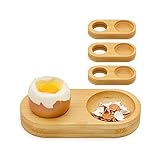 jolz® Eierbecher Bambus - 4er Eierbecher Set aus Bambus - Stapelbare Holz...
